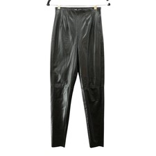 Zara High Waisted Leather Pants Womens XS Black Pleated Front Skinny Legging