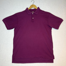 Vintage LL Bean Polo Rugby Shirt Mens M Magenta Short Sleeve Golf USA made