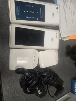 2 Clover Flex 3 C405 Handheld POS System with Wireless Cradle. Locked