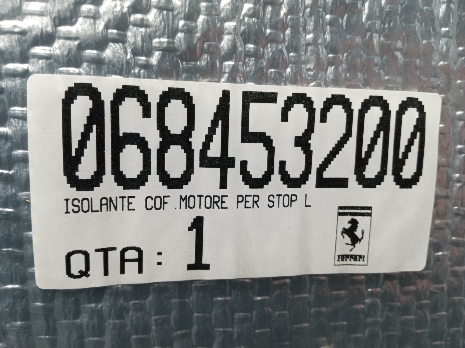 Ferrari 360 Spider Engine Bonnet Hood Cover Motor Insulation_68453200_NEW_OE