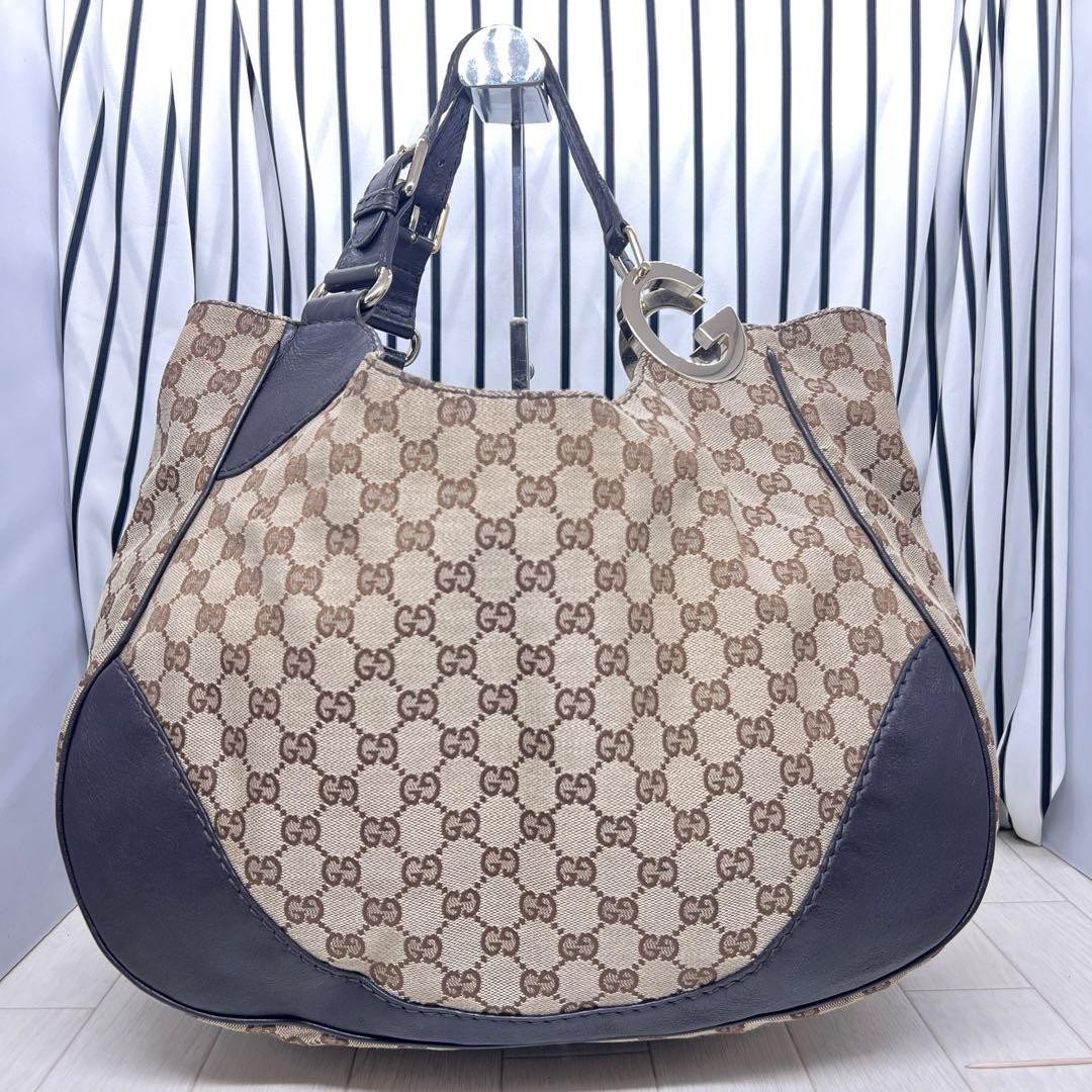 GUCCI GG Pattern Tote Bag A4 Storage Leather Gold Hardware Excellent Condition thumbnail 3