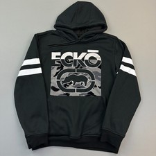 Ecko Unltd Hoodie Mens Medium Black White Camo Logo Streetwear Hip Hop Pullover