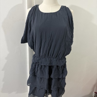 Jenny Han 100% Silk Blue Ruffle Tiered Sleeveless Dress Sz XS Fairy Boho