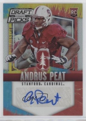 2015 Prizm Collegiate Draft Picks Tie-Dye 32/49 Andrus Peat Rookie Auto RC 0q3