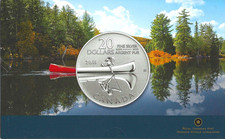 2011 MINT $20 DOLLARS CANOE FINE SILVER SPECIMEN COIN & CAO - MINTAGE 250 000
