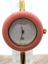   Near MINT  GUCCI Change Bezel 1100-L 26mm Pink Quartz Women's GoLd Bangle Watch