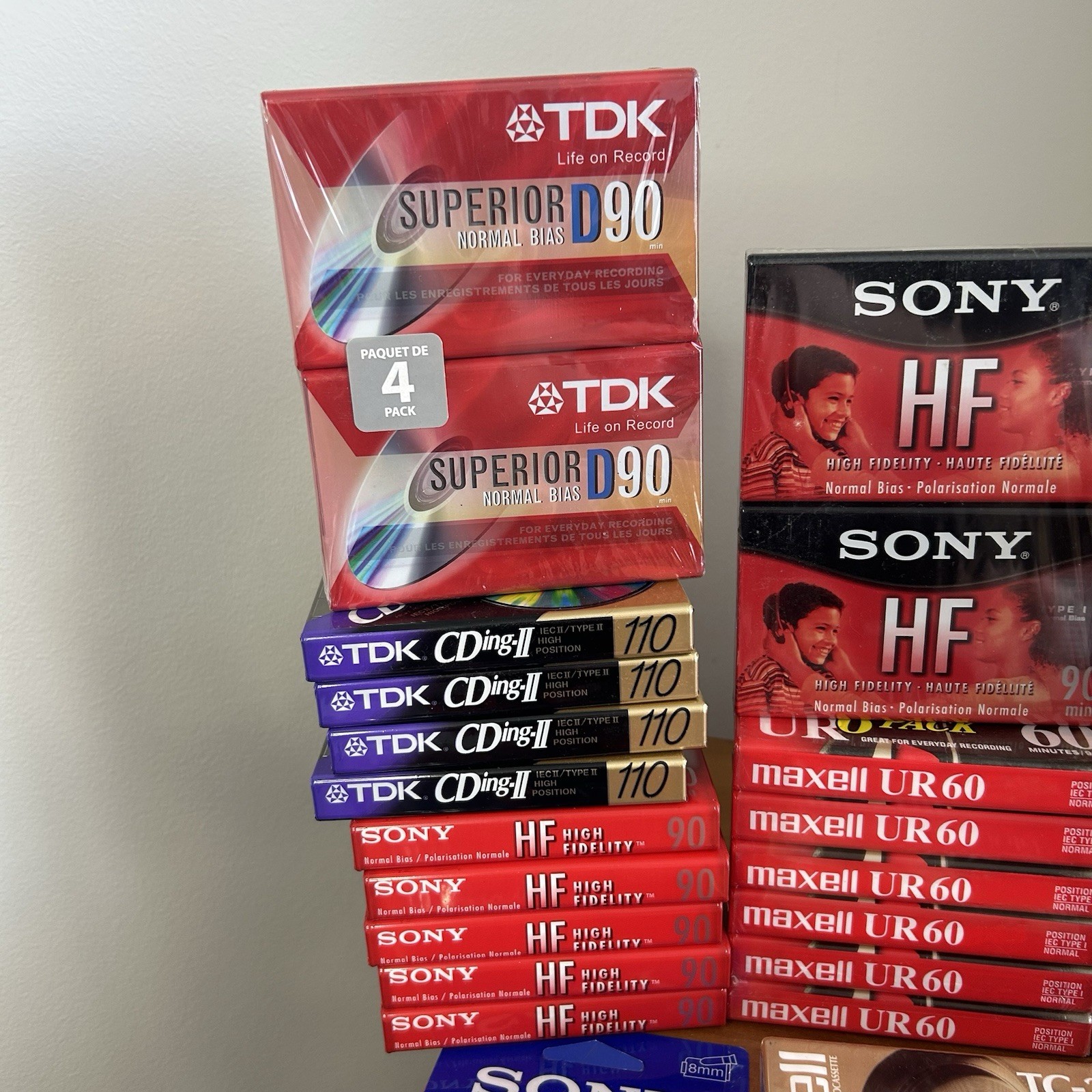 LOT OF 73 Audio Cassette Tapes Blank New- TDK, maxell, JVC & SONY