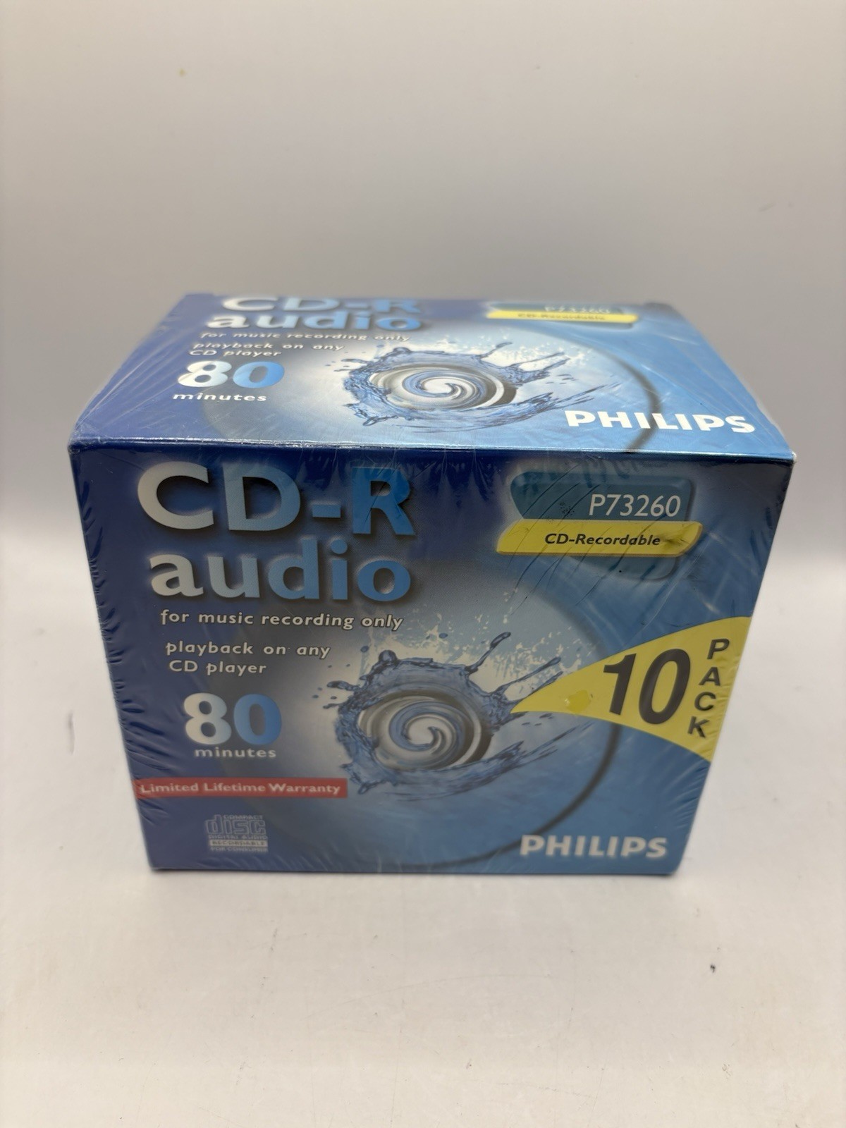 New Philips 10 Pack CD-R Blank CDs & Full Size Jewel Cases P73260 80 Minutes NOS