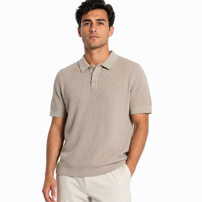 Primark Basic Men's Polo Shirt Large Short Sleeve Button Placket Ribbed knit
