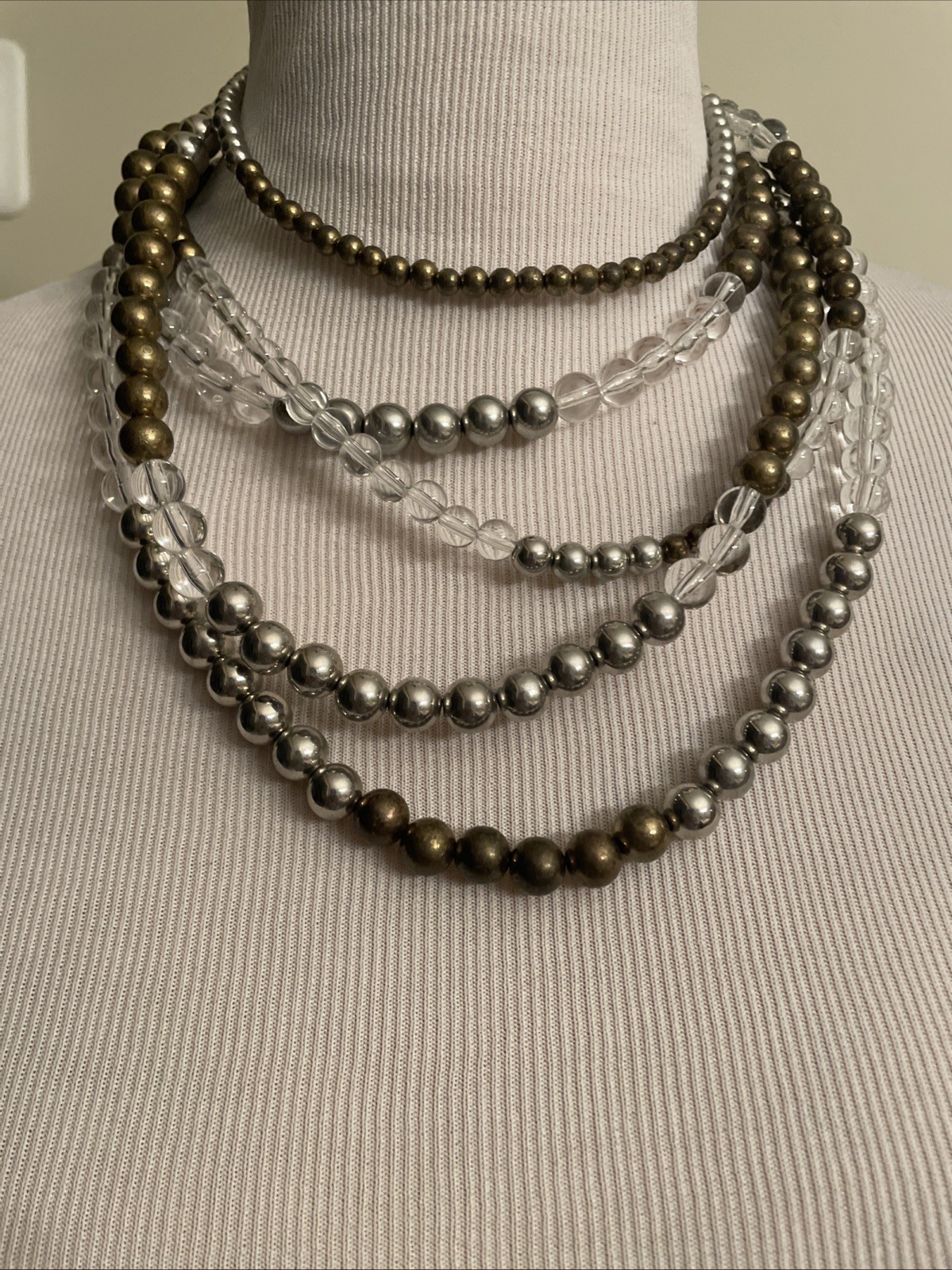 Statement Necklace Circles Multicolored Silver To… - image 5