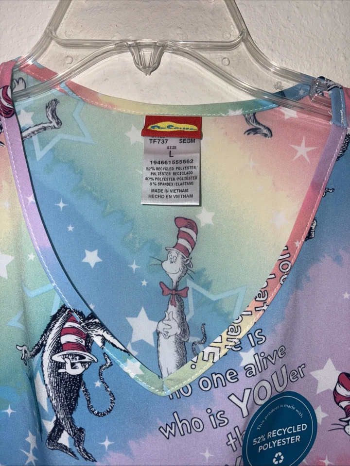 Oh The Places You’ll Go -Cherokee Scrubs Tooniforms Dr. Seuss V -Top Large - Image 3 of 4