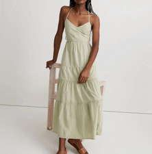 Madewell Sidonie Poplin Maxi Dress Pink Tie Strap Open Back Medium Resortwear