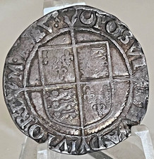 Elizabeth I Hammered Silver Shilling, 6th Issue, mm. Crescent, 1587-89. 6.01g.