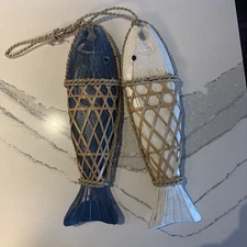 Wood Fish Wall Decor Hanging Wood Fish Decorations Rustic Nautical 21” Beach