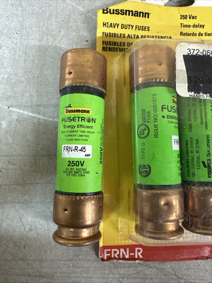 NEW Bussmann Fusetron FRN-R-45 (7pk) | eBay