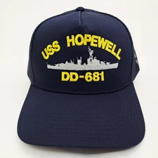USS Hopewell DD-681 Baseball Cap Hat Mesh Snapback Blue Embroidered US Navy