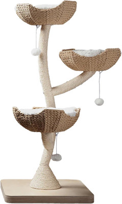the Sanctuary Cat Tree - Luxury Cat Condo, Large Modern Indoor Tower with 3 Faux