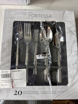 Fortessa 20 Pc Arezzo 18/10 Brushed Tone Stainless Steel Flatware