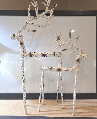 Cracker Barrel Set Two White Metal Stick Figurines Decor 18''&13'' Box