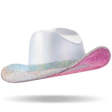 Hercicy Rhinestone Cowboy Hat with Diamond Fringe CowHat for Cosplay Wedding ...