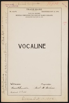 Paul M. Boehme Vocaline brand Medical Compounds Certain Named Diseases