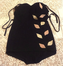 VRare ART DECO ladies WOOL SWIMSUIT with FULL 30" original STRAPS - TOP COND  