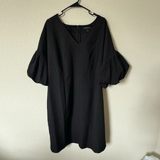 Eloquii Women’s Plus Size 20 Puff Sleeve V Neck Midi Dress