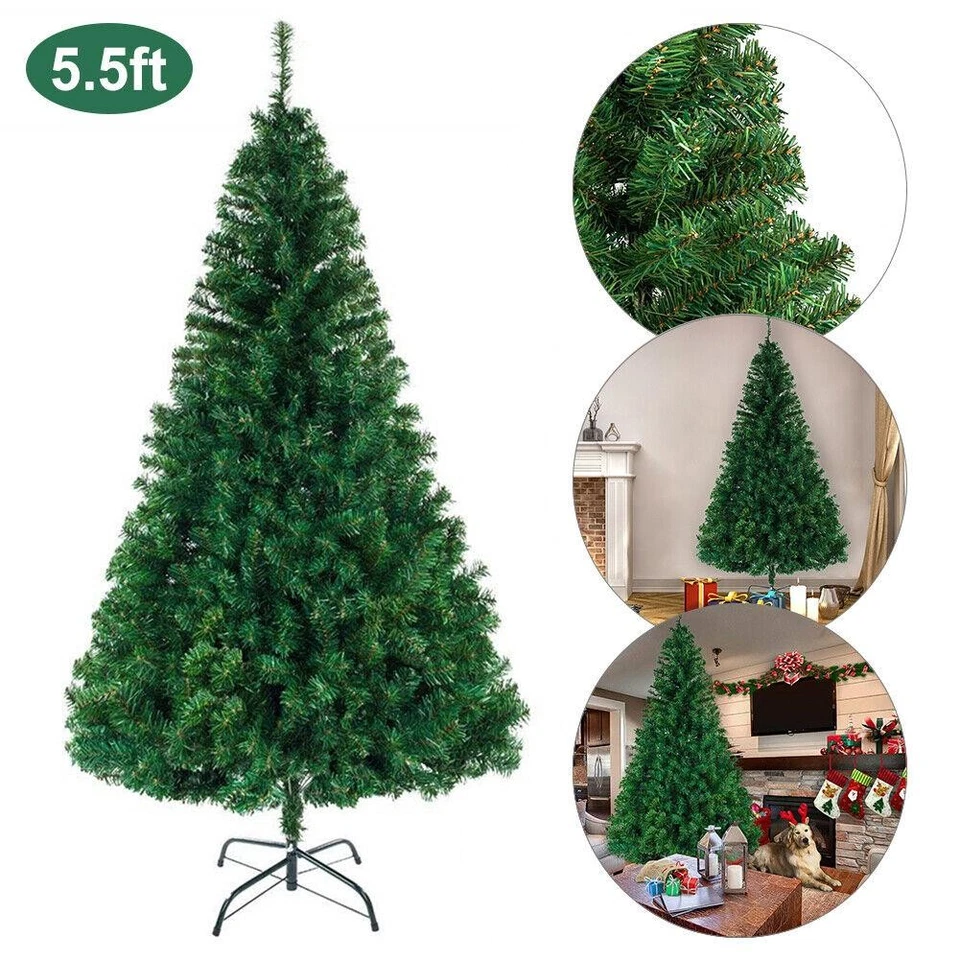 5.5 FT Christmas Tree Xmas Pine Tree 850 Branch Metal Leg Indoor Outdoor