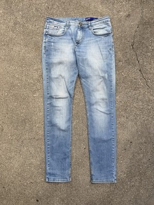 GAS Blue Mens Jeans Morris  34x34 Slim Fit Light Wash Distressed 100% Cotton