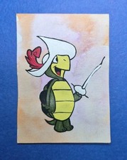 Acquerello ATC miniatura arte originale acrilici 1980 cartone animato TOUCHE tartaruga Aceo