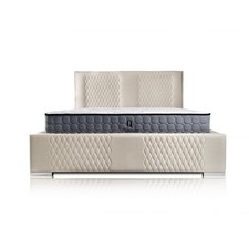 Bett Beige Doppelbett Modern Luxus Bett Polster Stoff Schlafzimmer Modern Neu