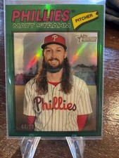 Matt Strahm 2026 Topps Heritage Chrome #193 Green Refractor /99