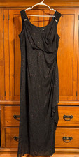 R M Richards Woman 16W Black Glitter Formal Women's Maxi Cocktail Evening Dress