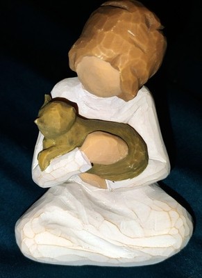 Willow Tree Girl Figurine with Cat by Susan Lordi Resin Collectible Display