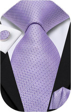 Mens Paisley Floral Silk Tie for Men Striped Necktie and Pocket Square Cufflinks