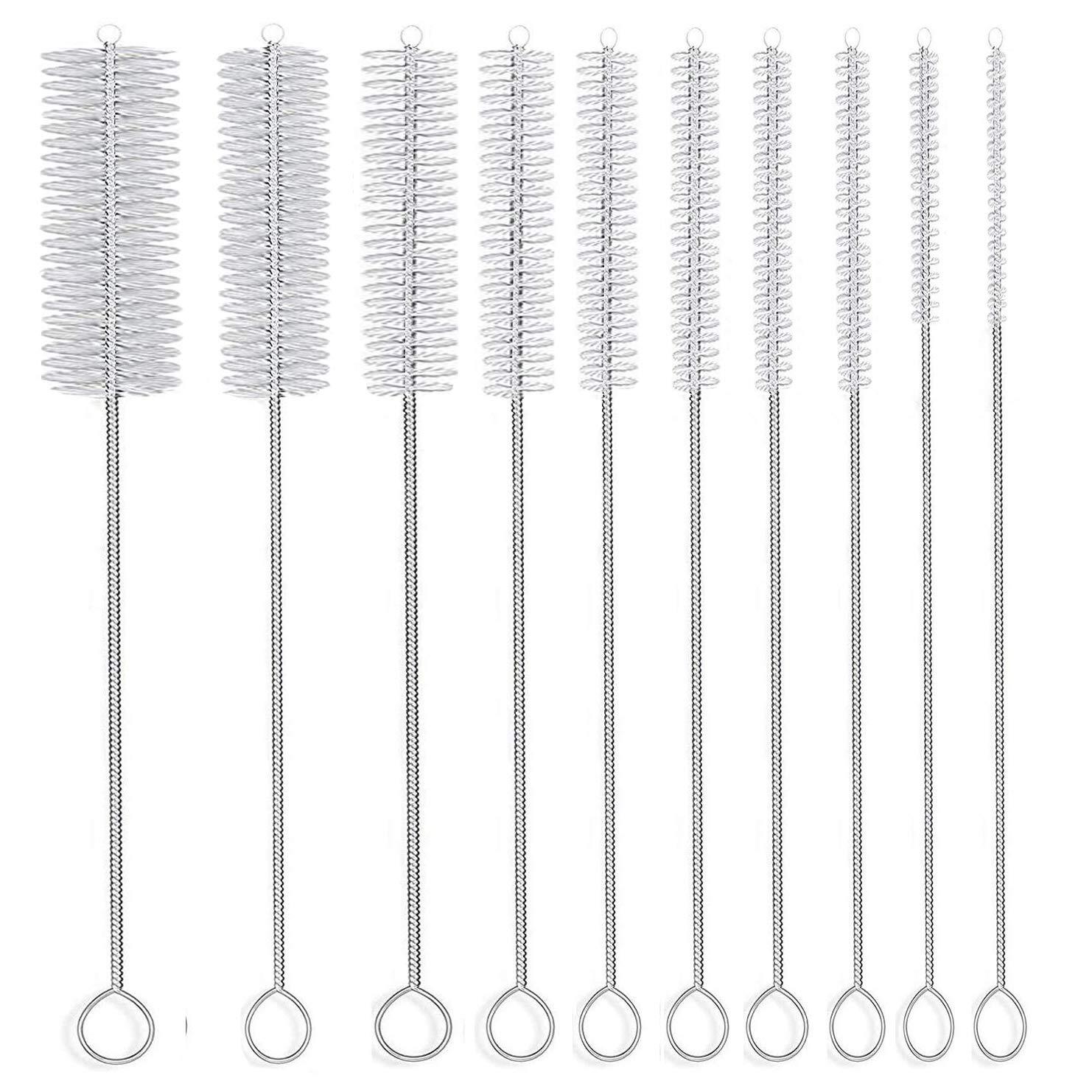 Long Straw Brush, Nylon Pipe Tube Cleaner 8-ihch 10 Different Diameters Set o...