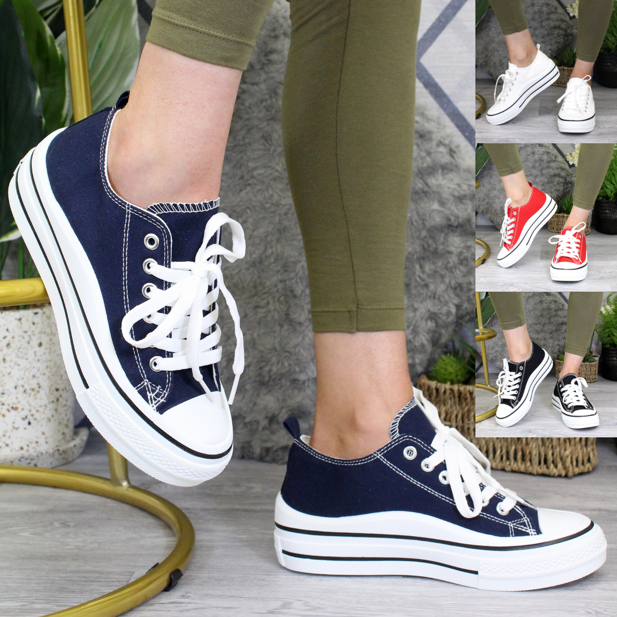 Ladies Canvas Trainers Platform Sneakers Plimsolls Lace Up Pumps Women Gym  Shoes | eBay UK
