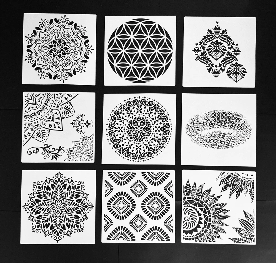 30 x 30 cm Schablonen 8 Stück ❤️ Restposten ❤️ TOLLE MOTIVAUSWAHL ÜBERRASCHUNG - Bild 4 von 4