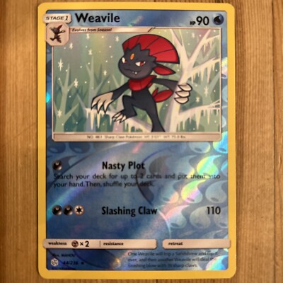 Weavile - 44/236 - Rare - Reverse Holo - Sun & Moon: Cosmic Eclipse - Pokemon