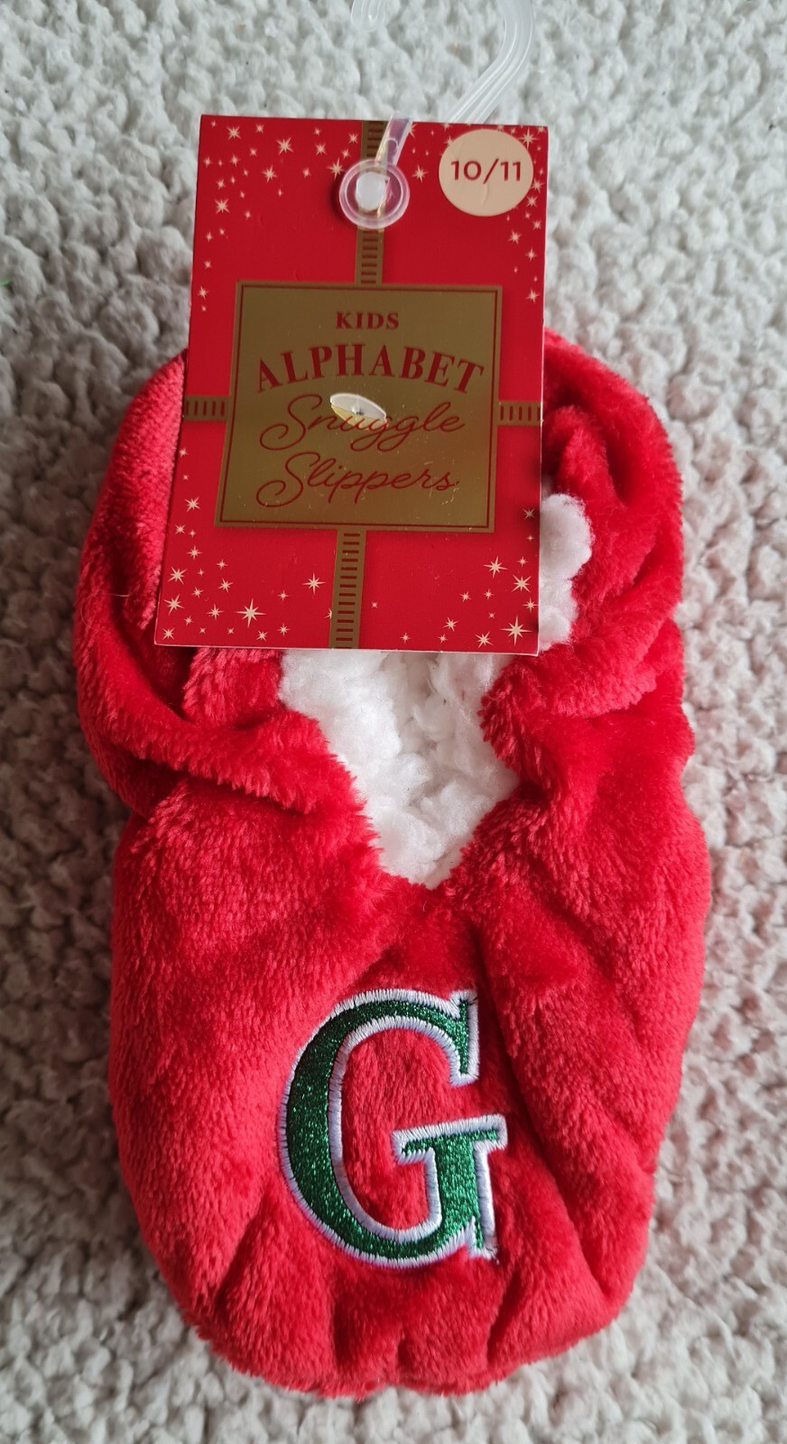 PANTOFOLA D’ORO Pantofole coccole rosse alfabeto iniziale G taglia 10 11 nuove con etichetta