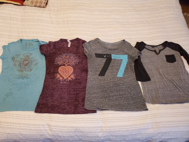 4 pc lot sz 10-12 shirts tops various brands UNUSUAL Material!!!