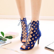 Gladiator Women Stiletto High Heels Pump Hollow Out Peep Toe Sandal Ankle Boots