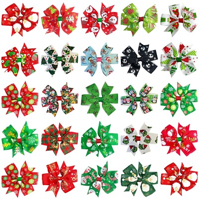 Weihnachten Haarschmuck Schleifen Clips Schieber Xmas Santa, Bäume, Schneemann 3''  