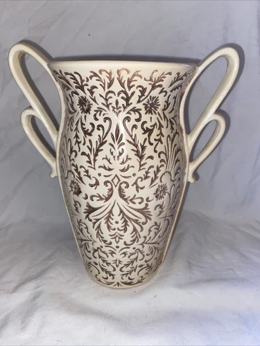 Vintage Red Wing Pottery #1165 Double-Handled 9" Vase with Floral Pattern