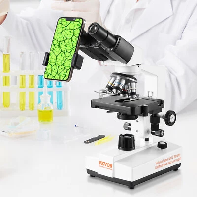 VEVOR Microscopio Ottico Binoculare 40X-2500X con Tavolino Meccanico a 2 Livelli