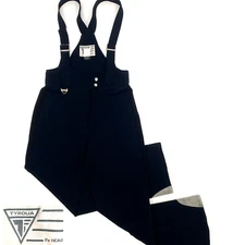 TYROLIA By HEAD VTG Womens Ski Bib Pants Sz S Black Nylon Wool Blend