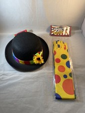 Clown Bowler Hat Black Polkadot Long Gloves Adult Costume Halloween