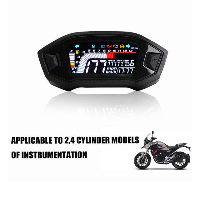 Universal LCD LED Digital Motorcycle Bike Odometer Speedometer Gauge