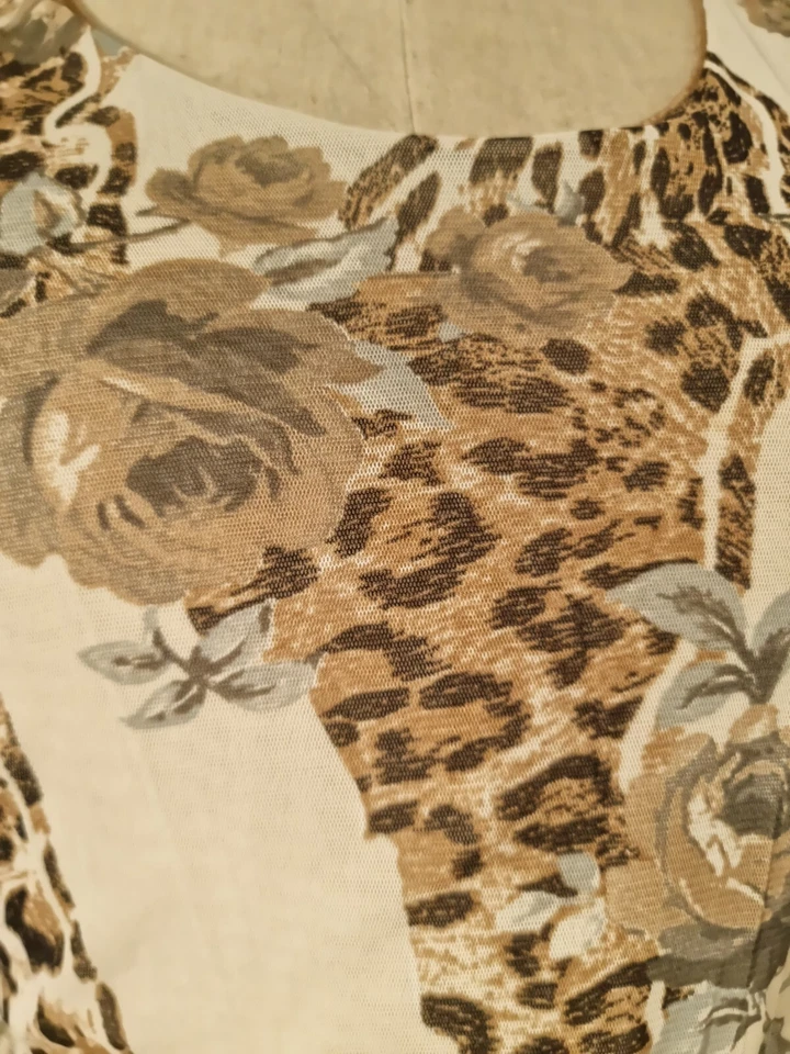 FUEGO : SUPERBE TEE SHIRT TATOO MESH DOUBLÉ PANTHERE ET FLEURS - Photo 2/4