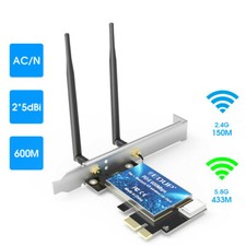 600Mbps AC PCI -E WiFi Wireless network Card Adapter Antennas BT4.0 Desktop PC
